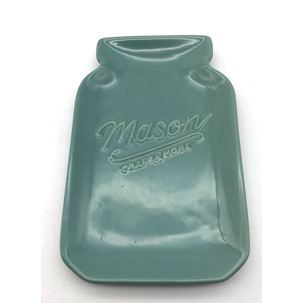 Mason Jar Ceramic Spoon Rest Blue Kitchen